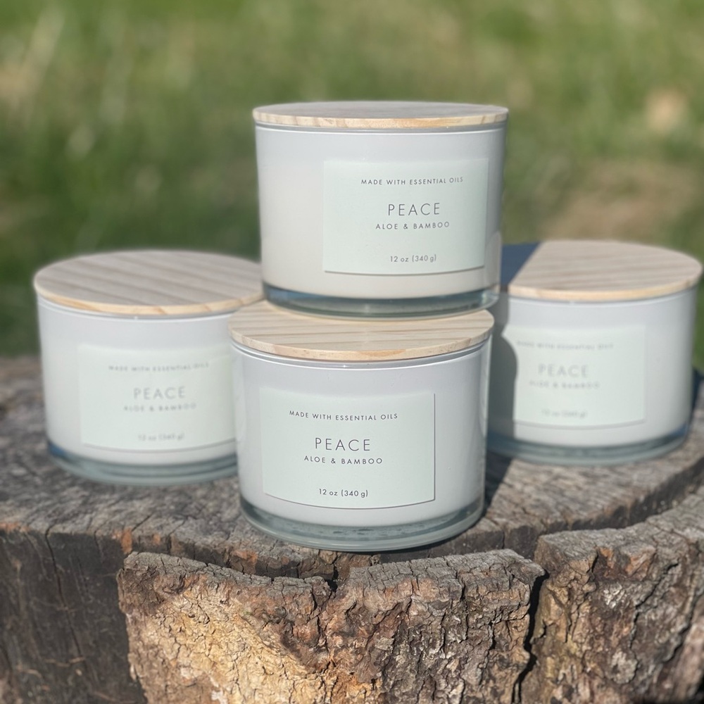 Peace Aloe & Bamboo Scented Candle Set - White